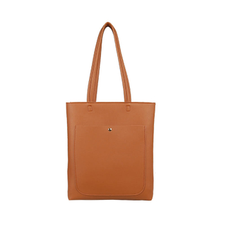 Simple single color lightweight fashion reusable women pu leather tote bag