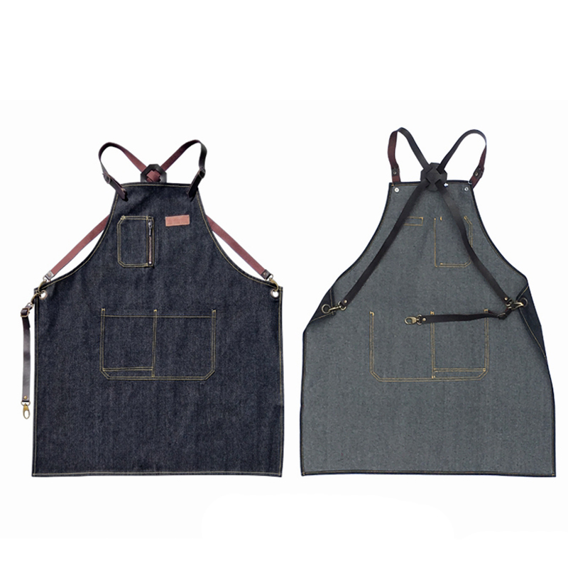 Fashion Belt Barista Western Restaurant Barber Denim Work Apron Custom Logo Printing