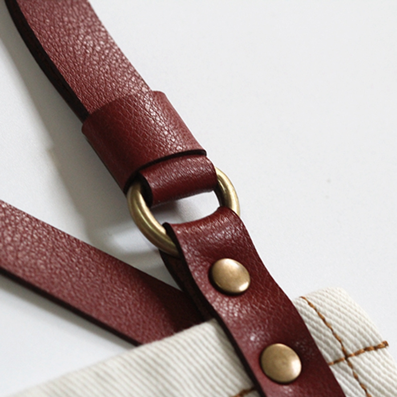 New Design Free Style Fashionable White Cotton Cloth Combine Belts Overalls Apron For Cafe Hotel Bar Restaurant Custom