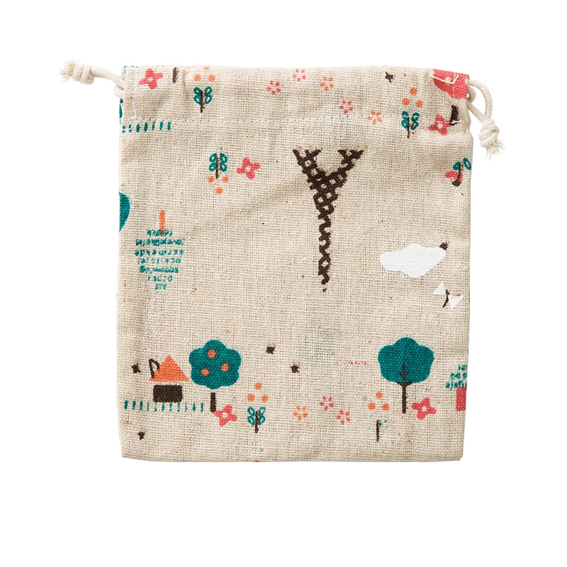 Multi-purpose portable and durable linen drawstring bag with customized logo