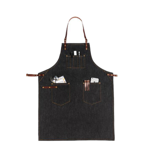 Custom Fashion Durable Denim Tool Pockets Apron for Flowers Shop Hairdresser Coffee Shop Overalls Printing Logo