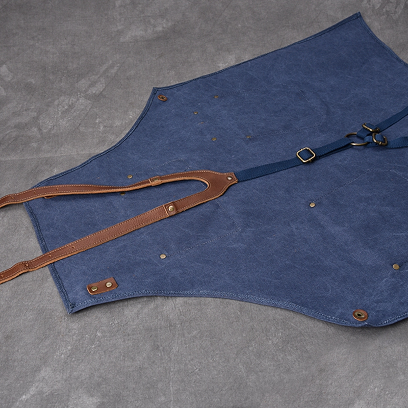 Vintage washed canvas leather accessories studio barber work apron