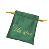Customized new satin drawstring harness pocket silk green jewelry bag