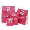 Custom love christmas pink paper small gift bags with die cut handle