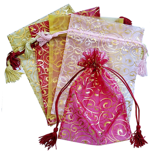 Promotion wholesale custom drawstring logo printed organza bags