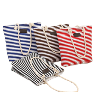 Stripe colorful women canvas bag custom