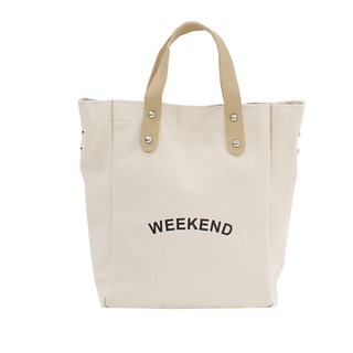 High quality women canvas shopping bag with leather strap