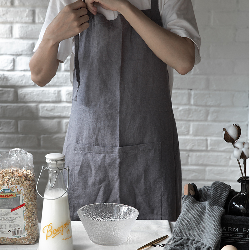 New Popular Linen Fabric Household Kitchen Apron for Men And Women
