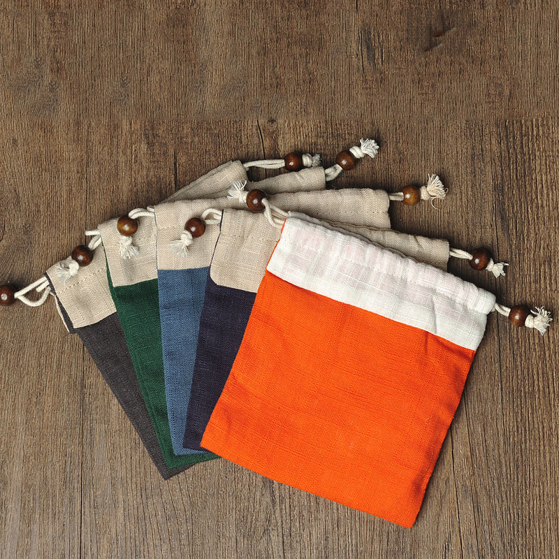Colorful eco friendly breathable linen drawstring gift bag