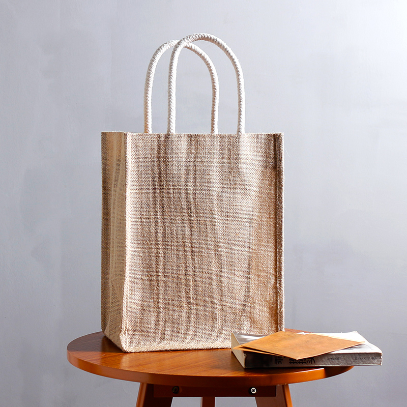 Practical natural jute shopping tote bag