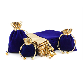 Wholesale custom logo blue Jewellery pouch bag For gift bracelet packaging Velvet Pouch