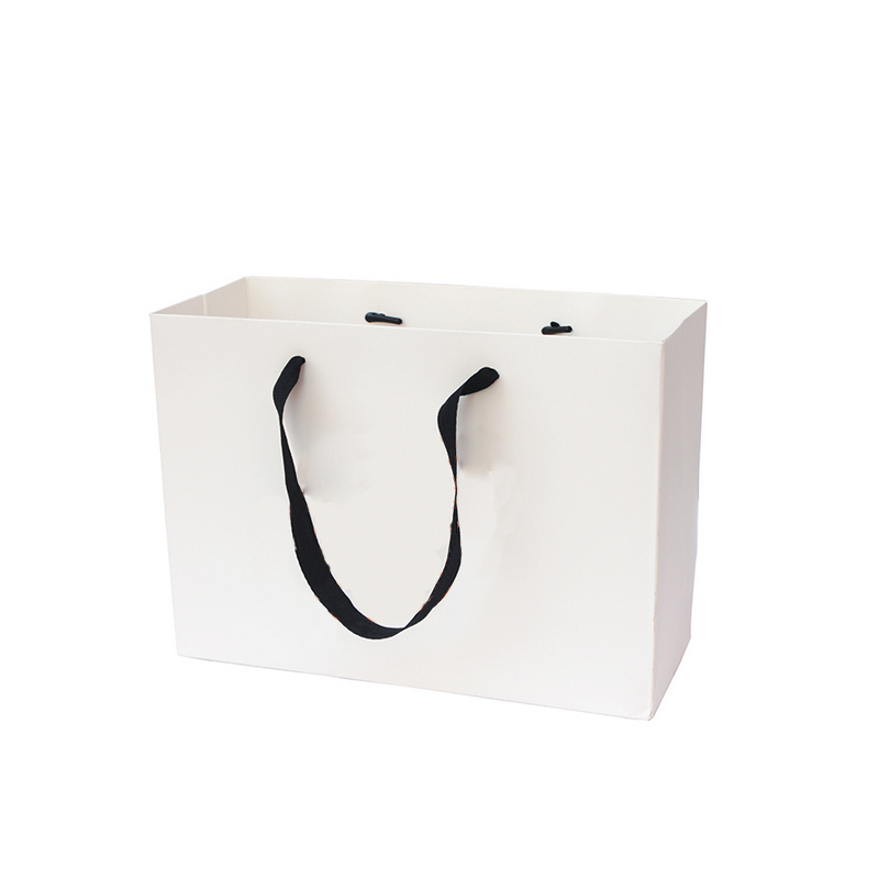 Wholesale custom printed your own logo white kraft gift craft shopping paper bag With ribbon handles