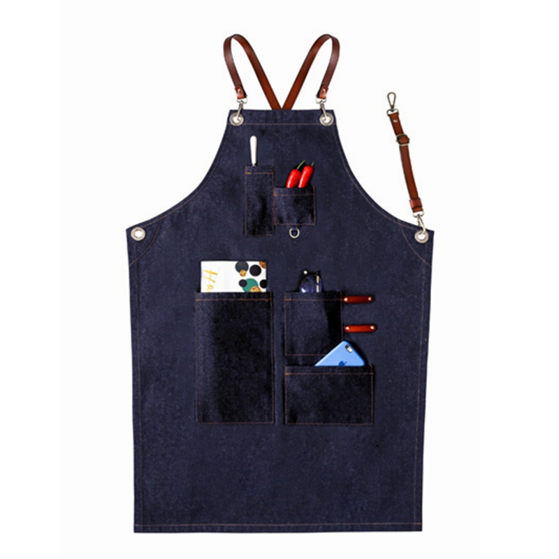 Fashion Denim Combine Leather Tooling Adults Apron