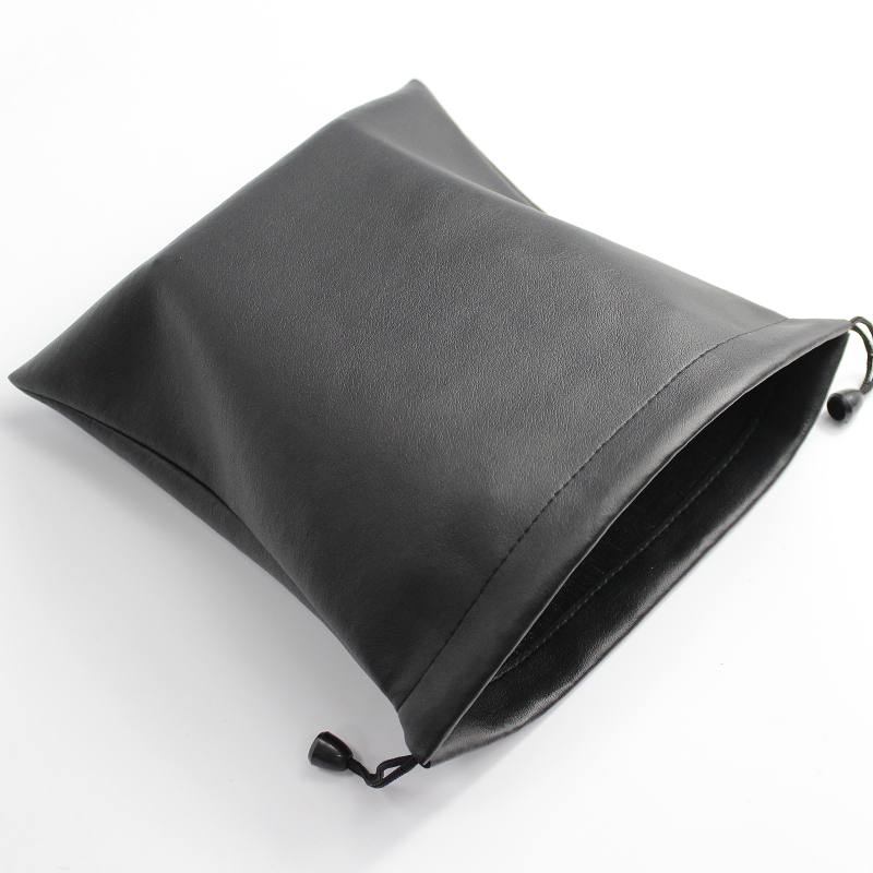 Simple practical waterproof pu leather drawstring earphone bag with factory custom