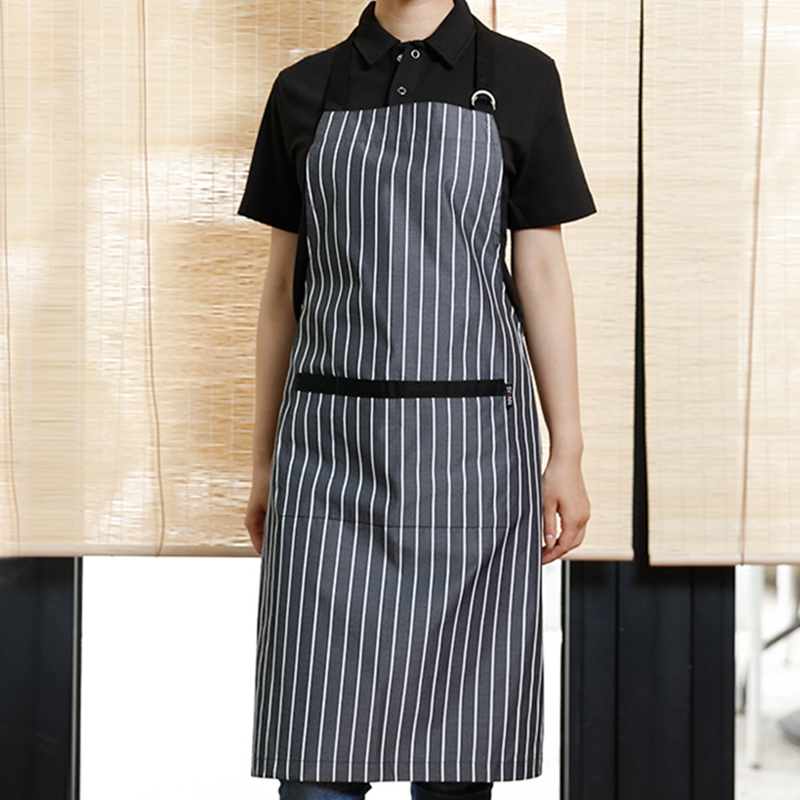 Wholesale good price striped design eco-friendly oil-fouling long cotton apron for kitchen 