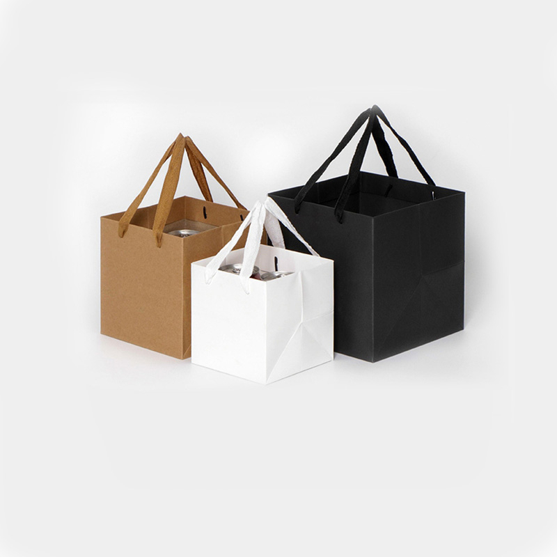 flat paper handle customized design shopping gift printed kraft paper bag