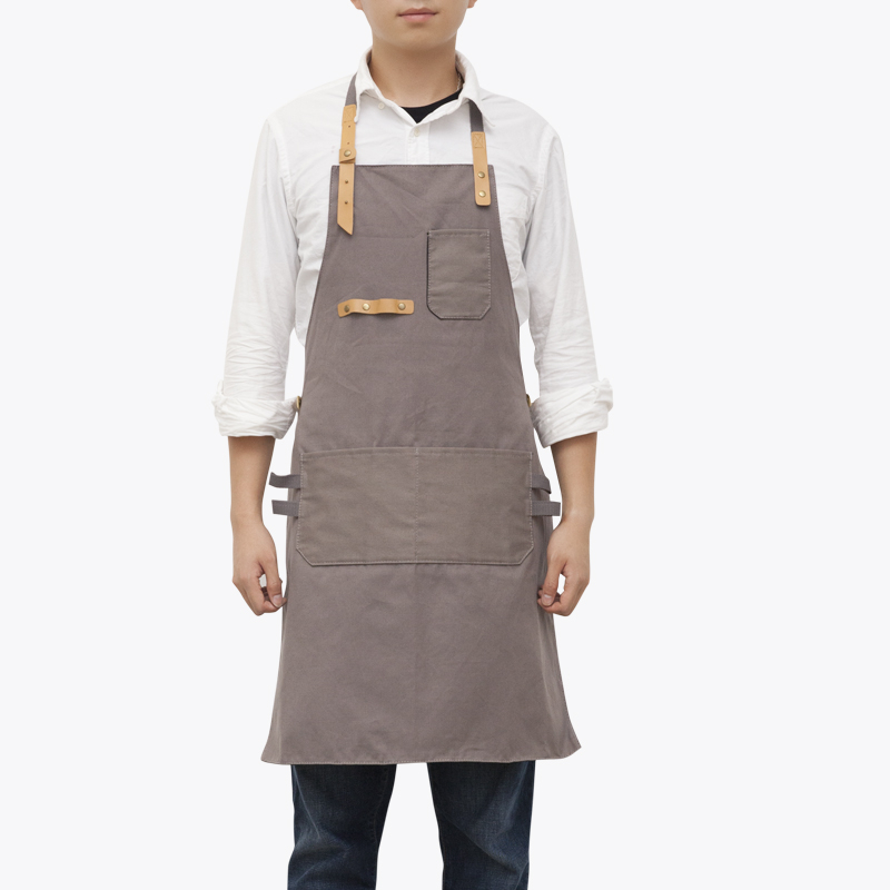 Custom logo printed high-end creative different canvas cotton apron for kitchen