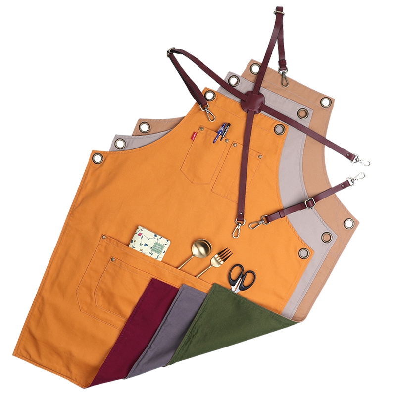 New design double color dustproof eco-friendly work canvas apron for waiters