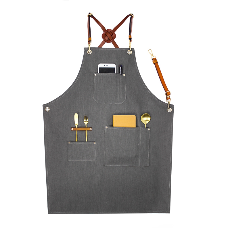 Wholesale top grade eco-friendly oil proof denim apron for kitchen cooking