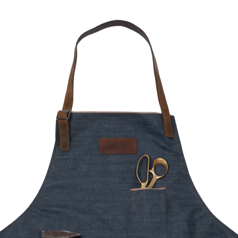 New Design Stylish Denim Tool Apron With Leather Straps