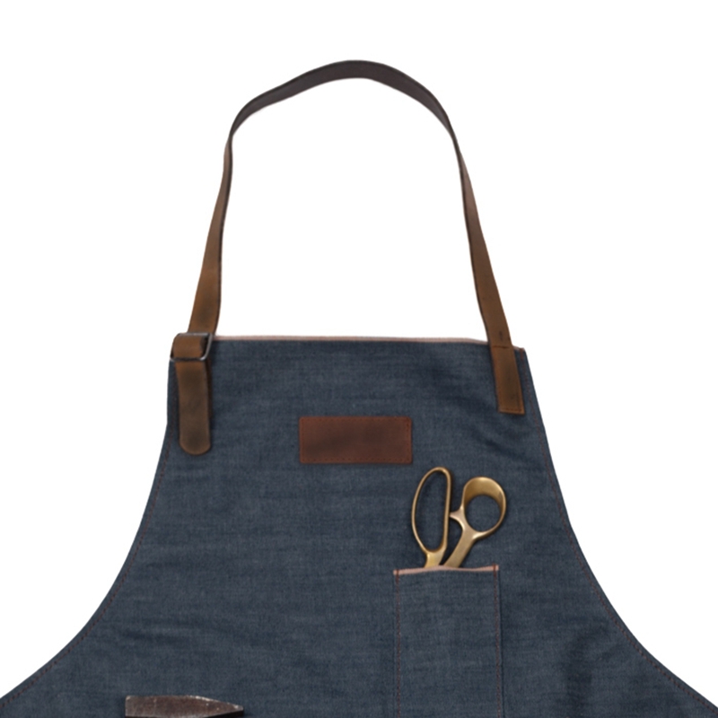 New Design Stylish Denim Tool Apron With Leather Straps