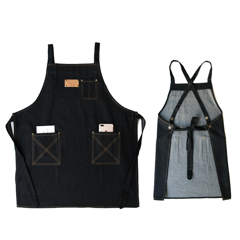 Low price custom printed logo cooking waiter denim canvas apron for restaurant