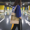 Fashion logo printed custom transparent tote shopping bag pu leather bag for women