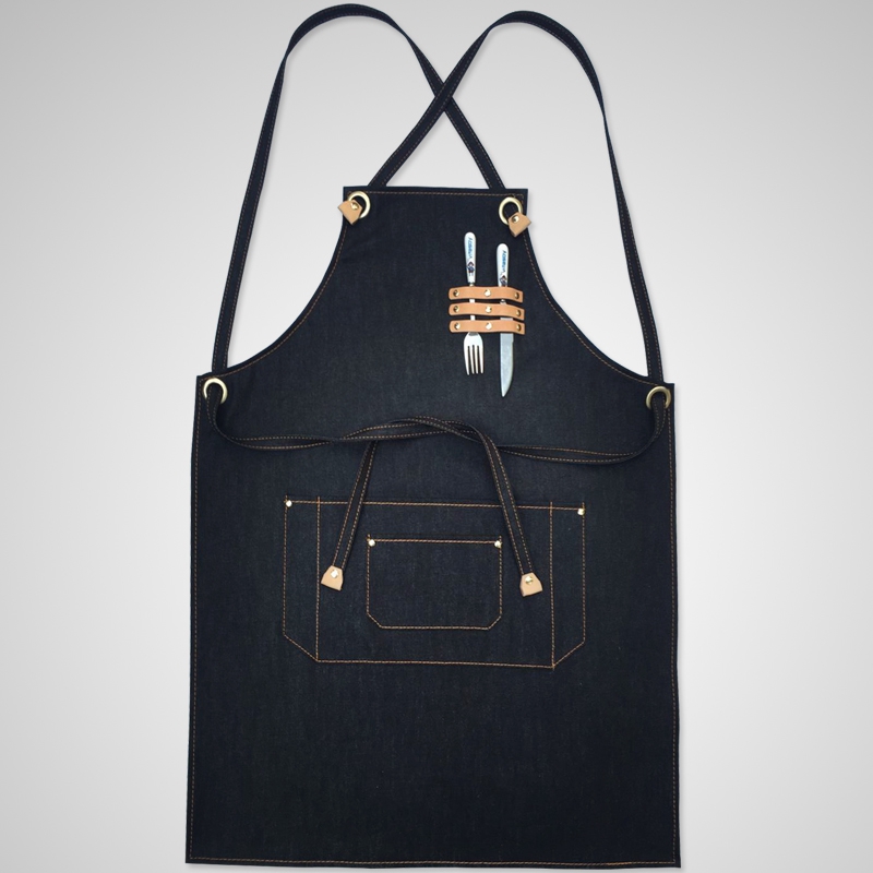 Customized Cowboy Style Cafe West Restaurant Studio Tattoo Workshop Overalls Canvas Work Apron Logo Custom