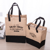Eco-friendly folding waterproof jute shopping bag tote bag leather handle