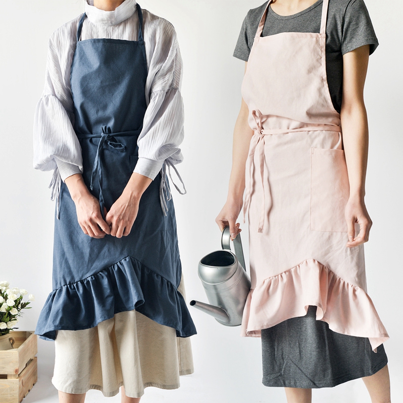 New Style European Pastoral Beautiful Disc Tail Short Swing Soft Apron For Florist Kitchen Female Clean Use