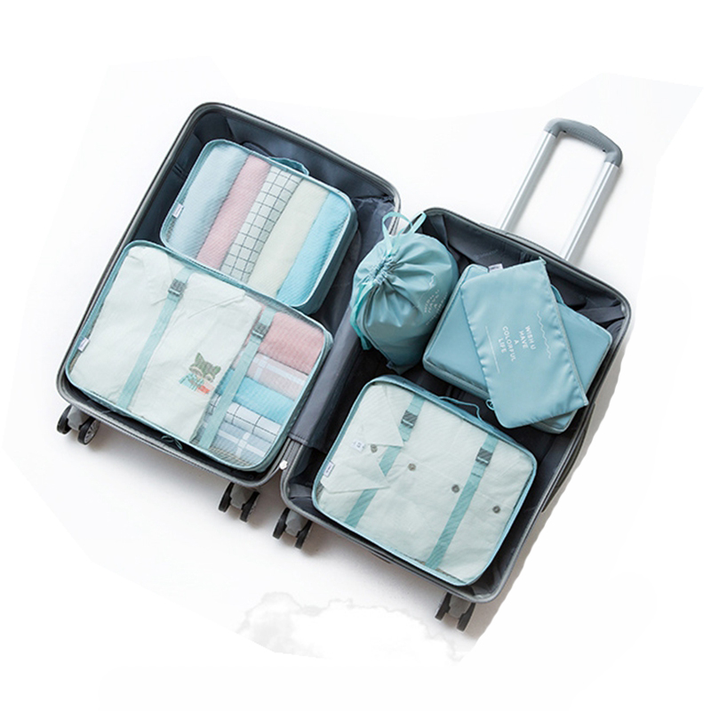 Travel practical and portable includes 7 sets polyester storage bag for underwear shoe clothing jewelry storage