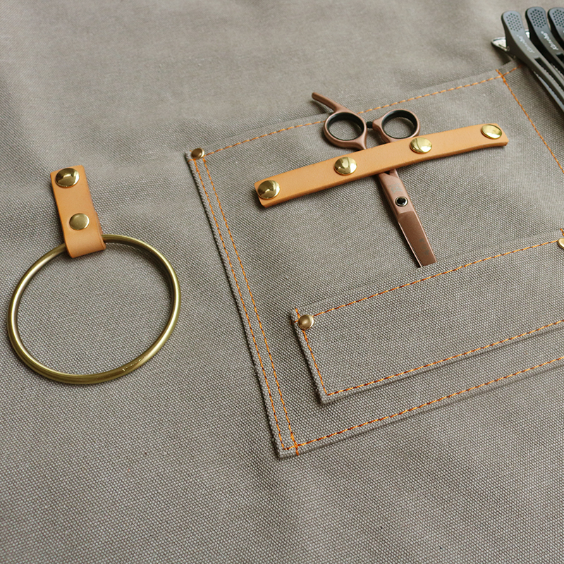 Custom logo restaurant barista milk tea cake barber shop fashion cotton canvas work apron with adjustable strap