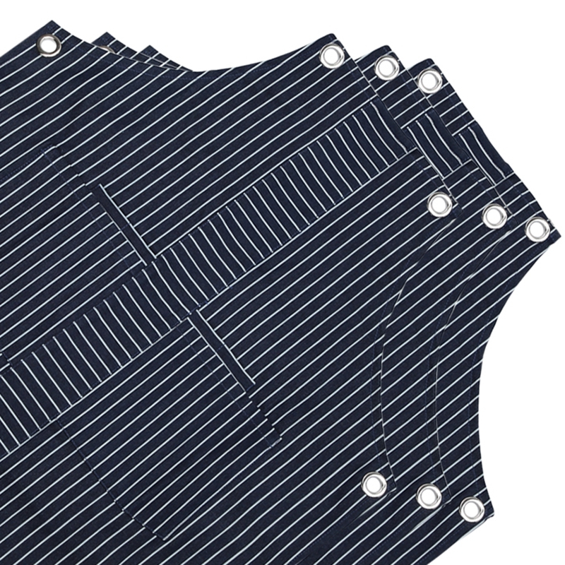 Factory Custom Wholesale Superior Chef Overalls Striped Denim Apron for Restaurant Cafe Waiter Or Waitress