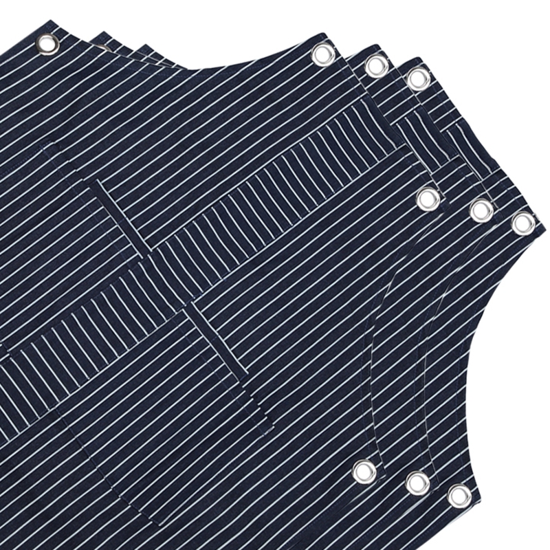 Factory Custom Wholesale Superior Chef Overalls Striped Denim Apron for Restaurant Cafe Waiter Or Waitress