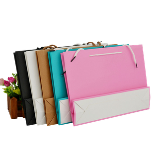 Flat paper handle customized design shopping gift printed kraft paper bag