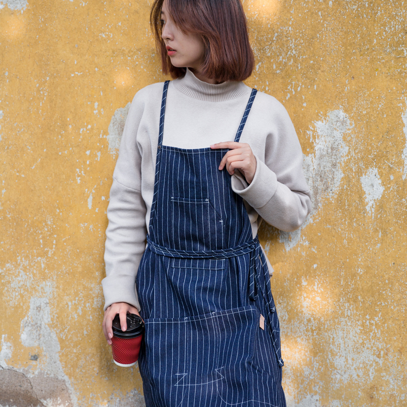 High quality hot sale logo printed custom thick canvas wear resistant durable garden cleaning kitchen cooking long work apron