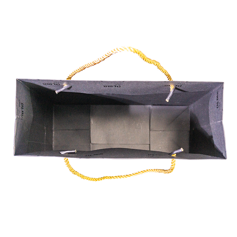 High-quality strong load-bearing gold screen printing uv craft black cardboard paper bag for bulk wholesale