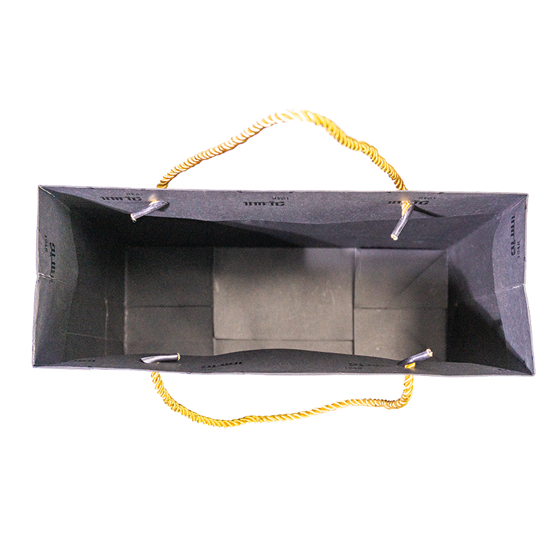 High-quality strong load-bearing gold screen printing uv craft black cardboard paper bag for bulk wholesale