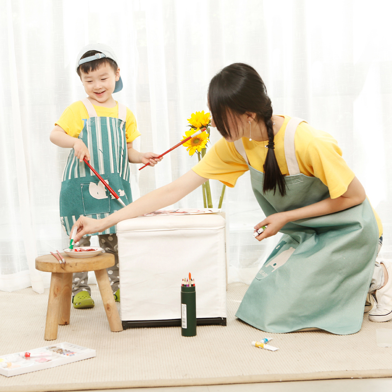 Nordic couple sleeveless apron cartoon parent-child kitchen baking adult children apron