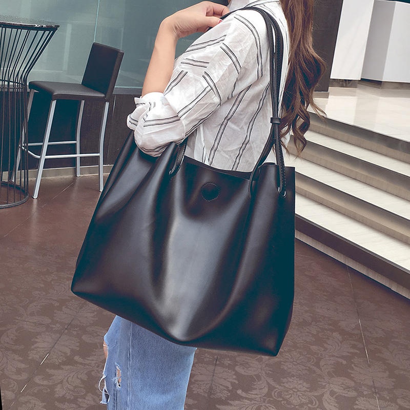 Fashion pu leather large capacity shopping tote bag