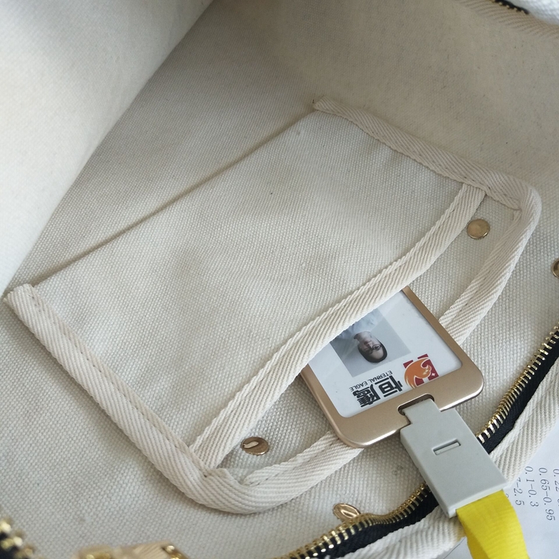 Fashion canvas ladies tote bag with pvc waterproof layer