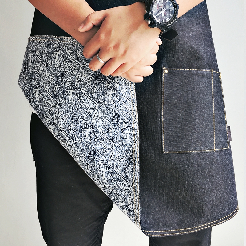 Superior Quality Cotton Material Black Denim Restaurant Kitchen Apron