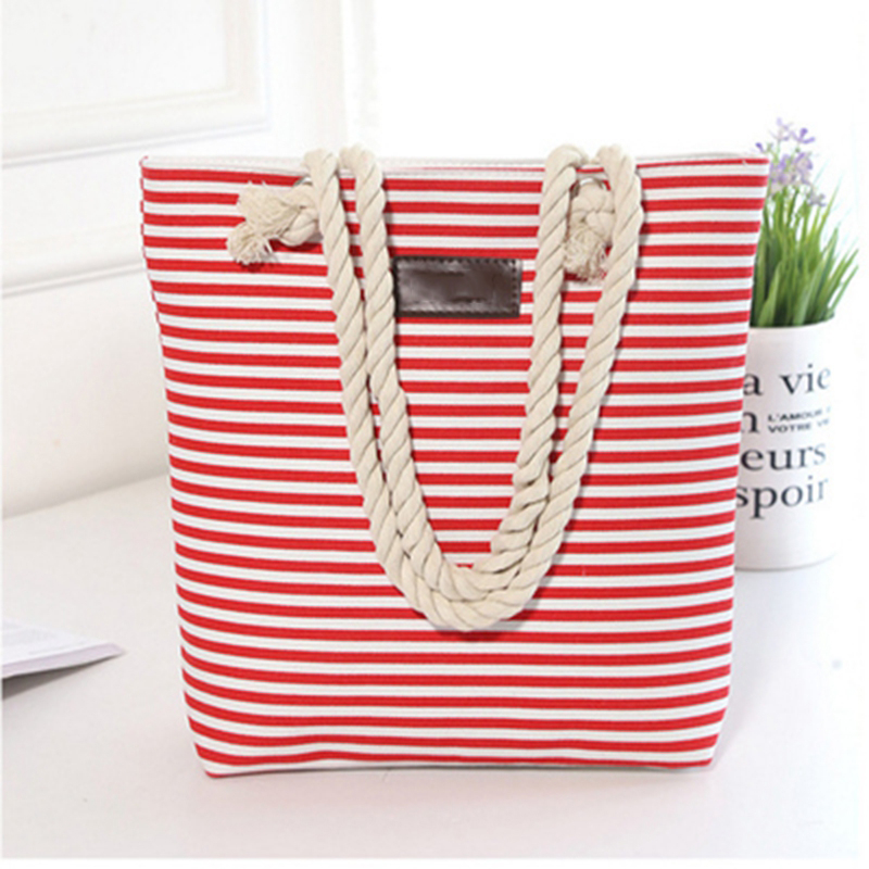 Stripe colorful women canvas bag custom