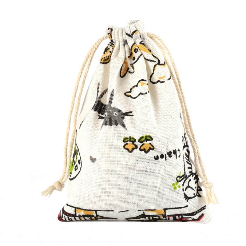 Customized size linen drawstring cotton linen gift bag for packaging