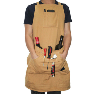 Adjustable Wear-resistant Overall Canvas Tool Apron with Firm Pockets