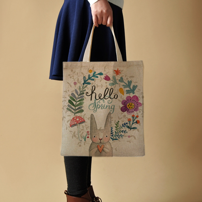 Logo printing reusable jute shopping bag