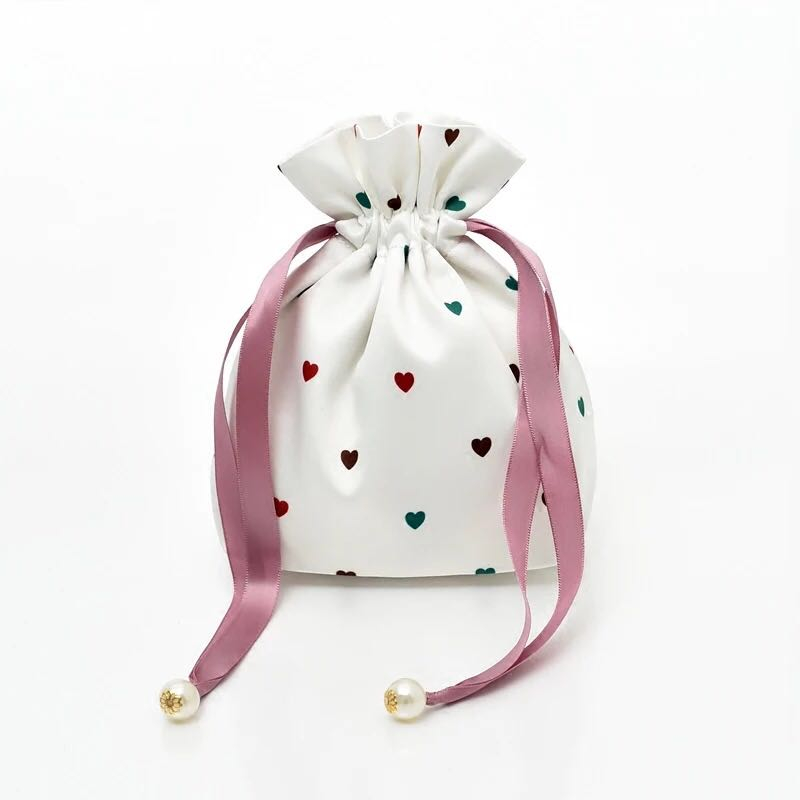 Newest design high quality mesh satin bags hair with printed