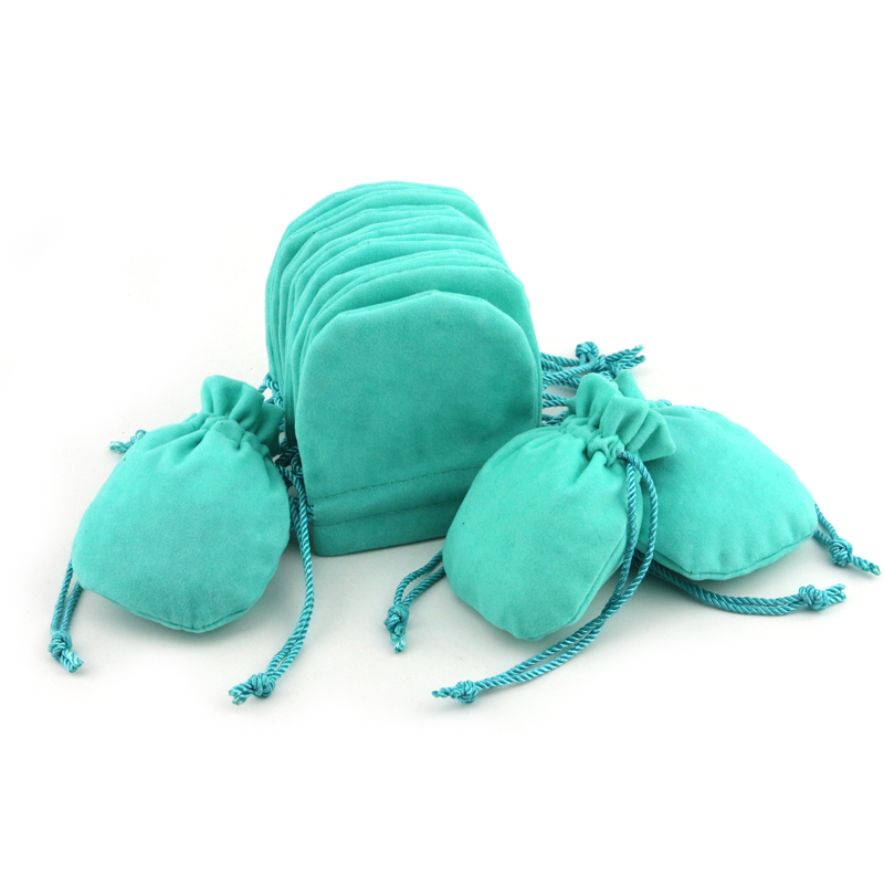 Custom logo printed drawstring velvet jewelry pouch bag