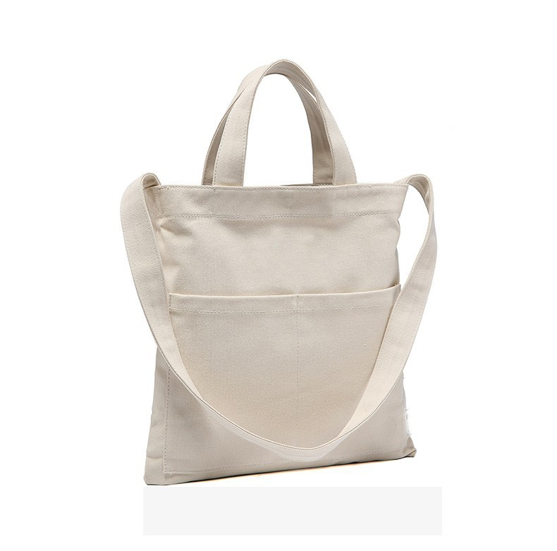 Factory logo custom cotton canvas tote shopping bag for women