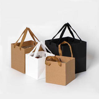 flat paper handle customized design shopping gift printed kraft paper bag